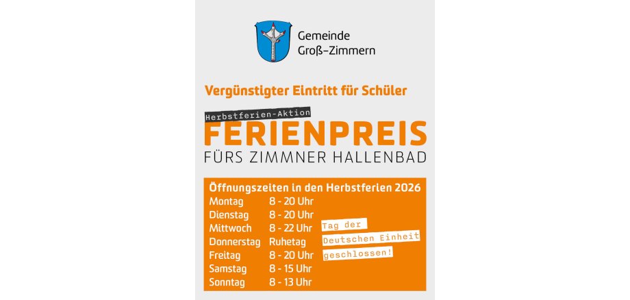 In den Herbstferien ins Hallenbad Herbstferien-Öffnungszeiten und Ferienpreis für die Schüler