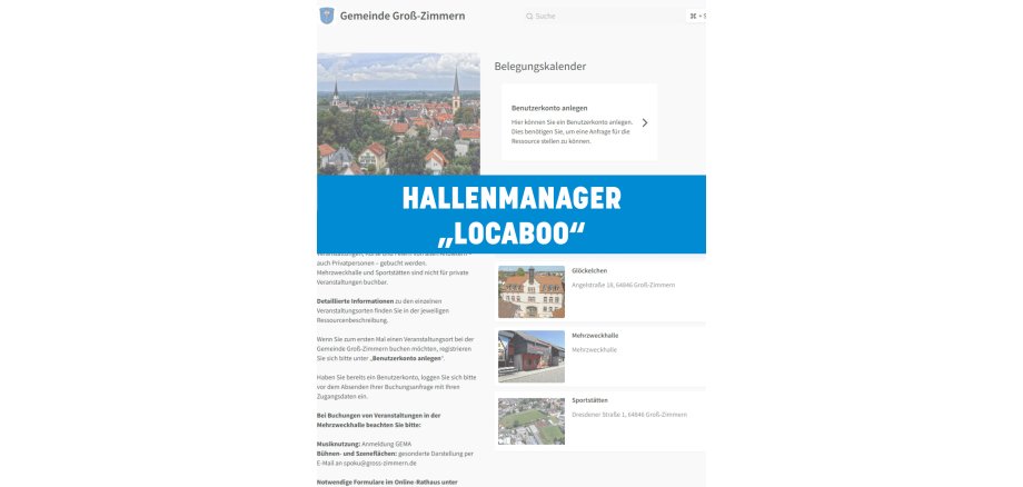 Hallenmanager Die Abbildung zeigt im Hintergrund die Darstellung der Online-Anwendung