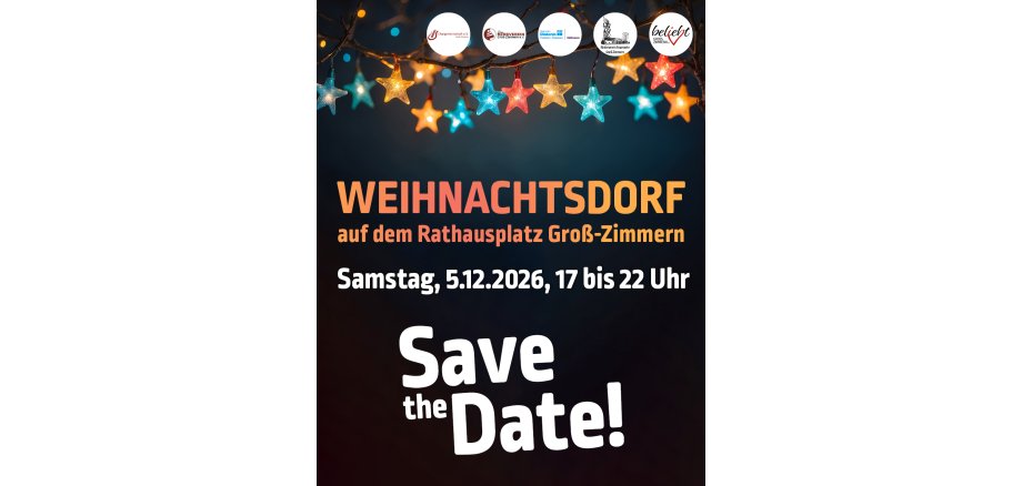 Weihnachtsdorf auf dem Rathausplatz – Samstag, 5.12.2026, 17 bis 22 Uhr Auf dem Bild sieht man das Plakat zum Weihnachtsdorf auf dem Rathausplatz