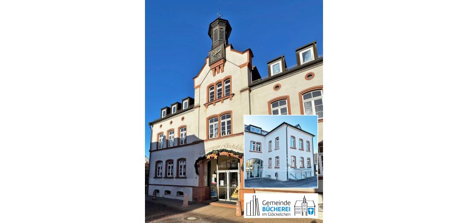 50 Jahre Gemeinde-Bücherei Auf den beiden Fotos ist der Flügel des Glöckelchens, in dem die Gemeinde-Bücherei beheimatet ist, von vorne und von hinten zu sehen