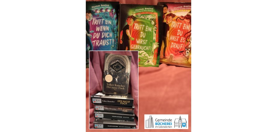 Lesefreude Auf dem Foto ist die Serie "Tritt ein" zu sehen, im kleinen Foto die historische Krimi-Reihe