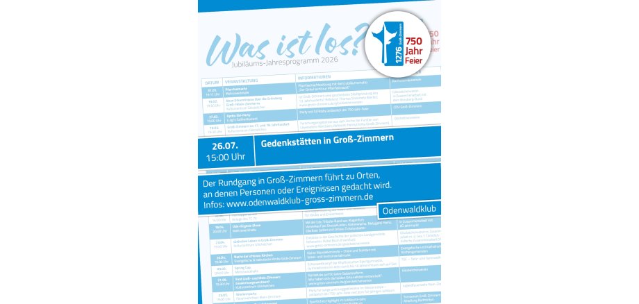 Veranstaltungen im Jubiläumsjahr Grafik mit Daten der Veranstaltung
