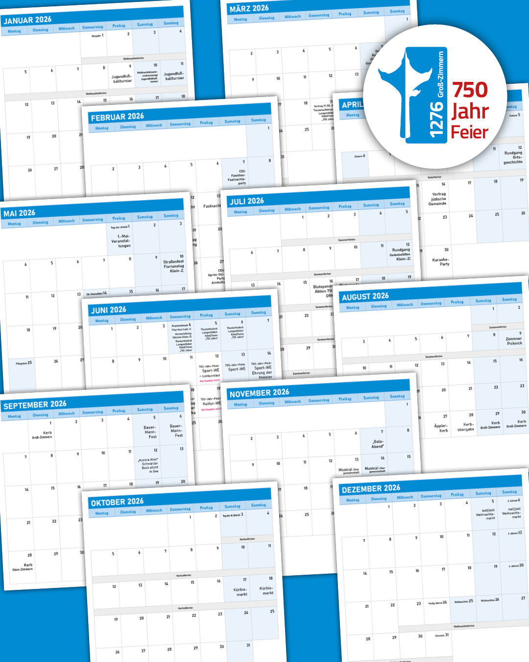 Jahresplaner 2026 Auf dem Foto sind Kalenderblätter des Jahresplaners zu sehen