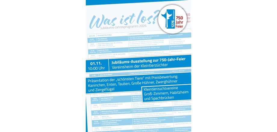 Jubiläums-Jahresprogramm Jubiläums-Ausstellung des Kleintierzuchtvereins Es ist ein Ausschnitt der Vorderseite des Programmflyers zu sehen