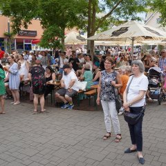 Man sieht die Menschen auf Jubiläums-Jahrmarkt