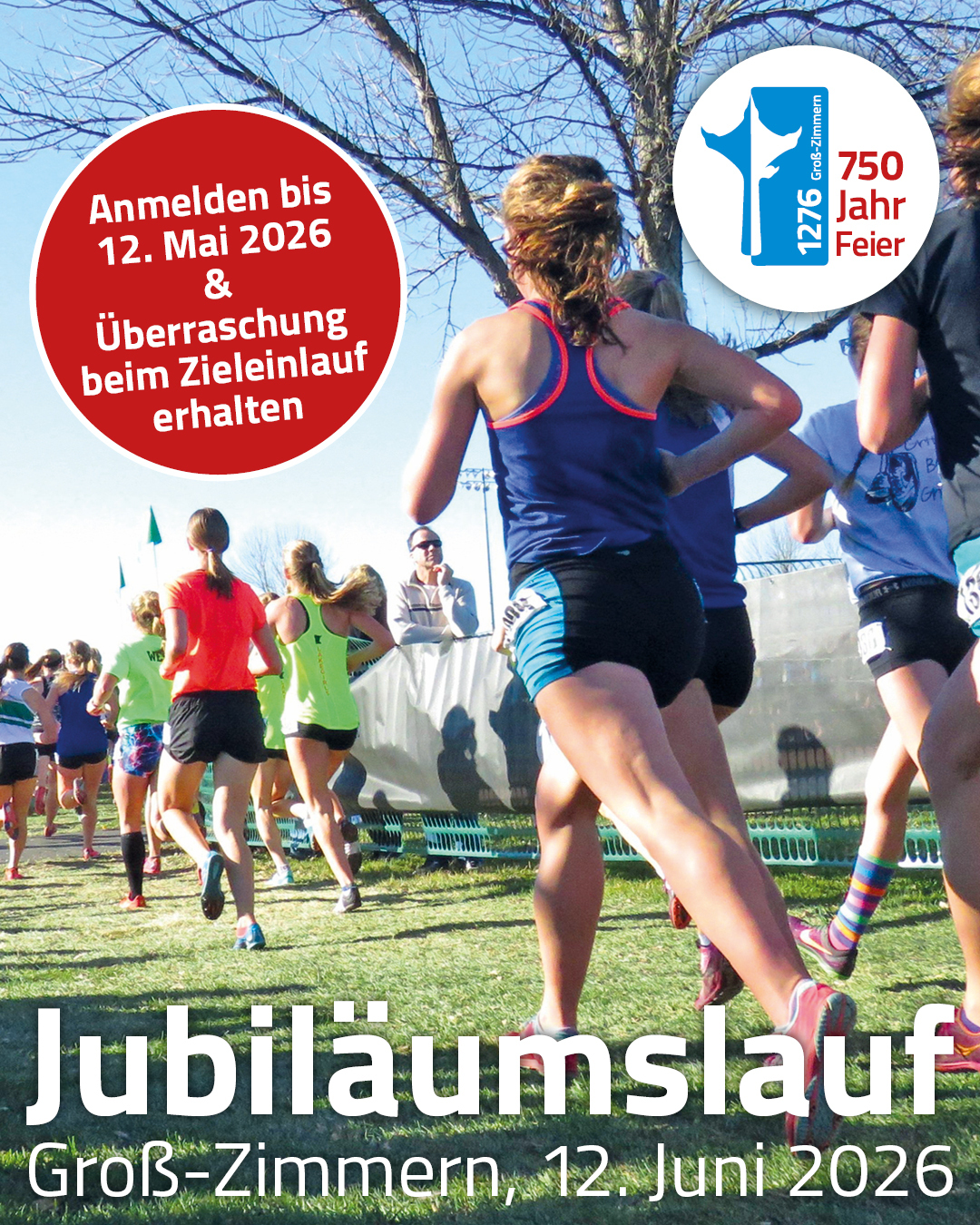 Auf dem Foto sieht man den aktuellen Flyer zum Jubiläumslauf