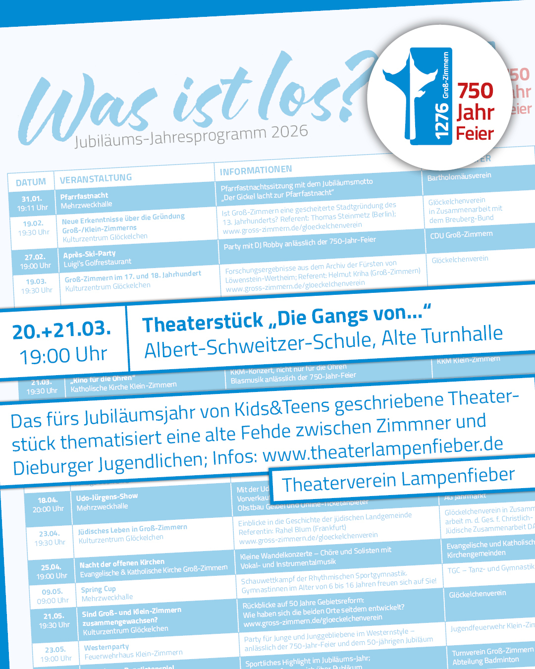 Auf dem Foto sieht man den aktuellen Flyer zum Jubiläumslauf