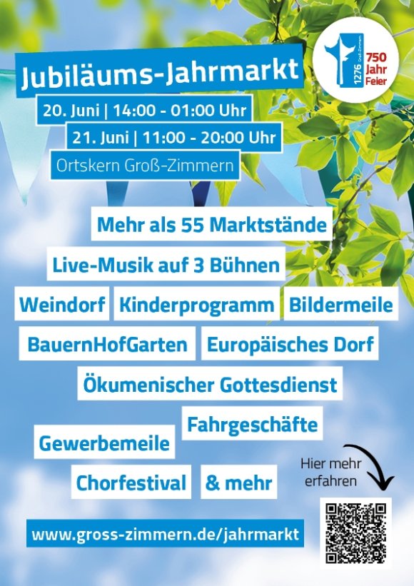 Auf dem Bild sieht man das Plakat zum Jubiläums-Jahrmarkt