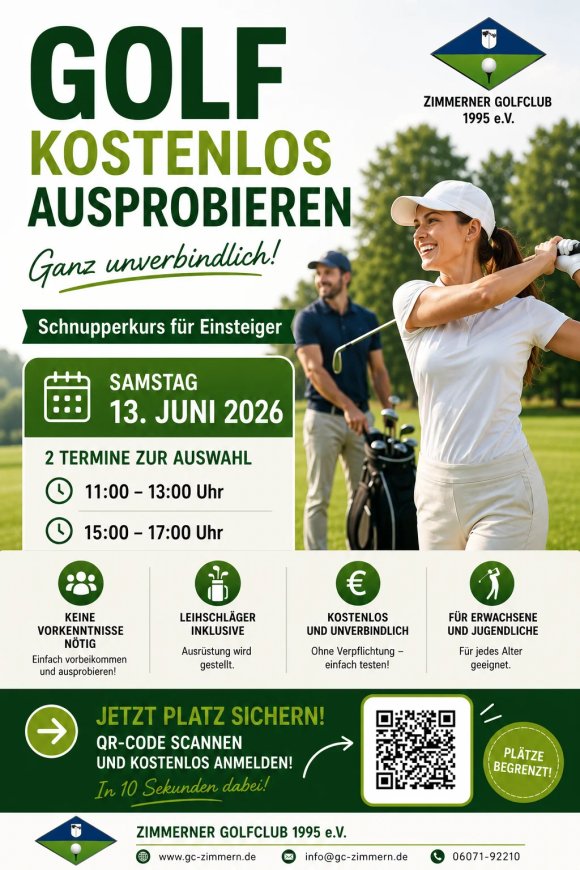 Auf dem Bild sieht man den Flyer vom Zimmerner Golf-Club
