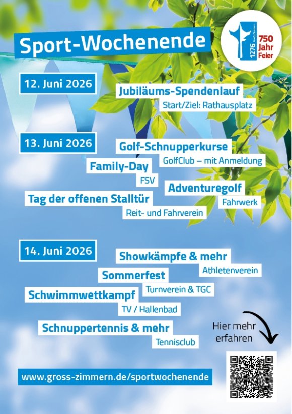 Auf dem Bild sieht man das Plakat zum Sportwochende