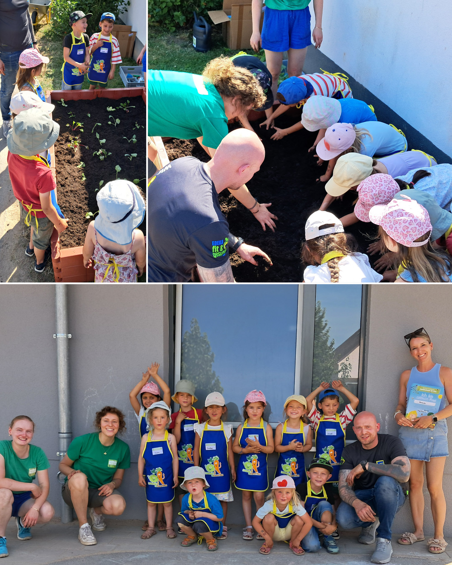 Hochbeet-Projekt Auf dem Bild sieht man die Kinder beim Gestalten des Hochbeets