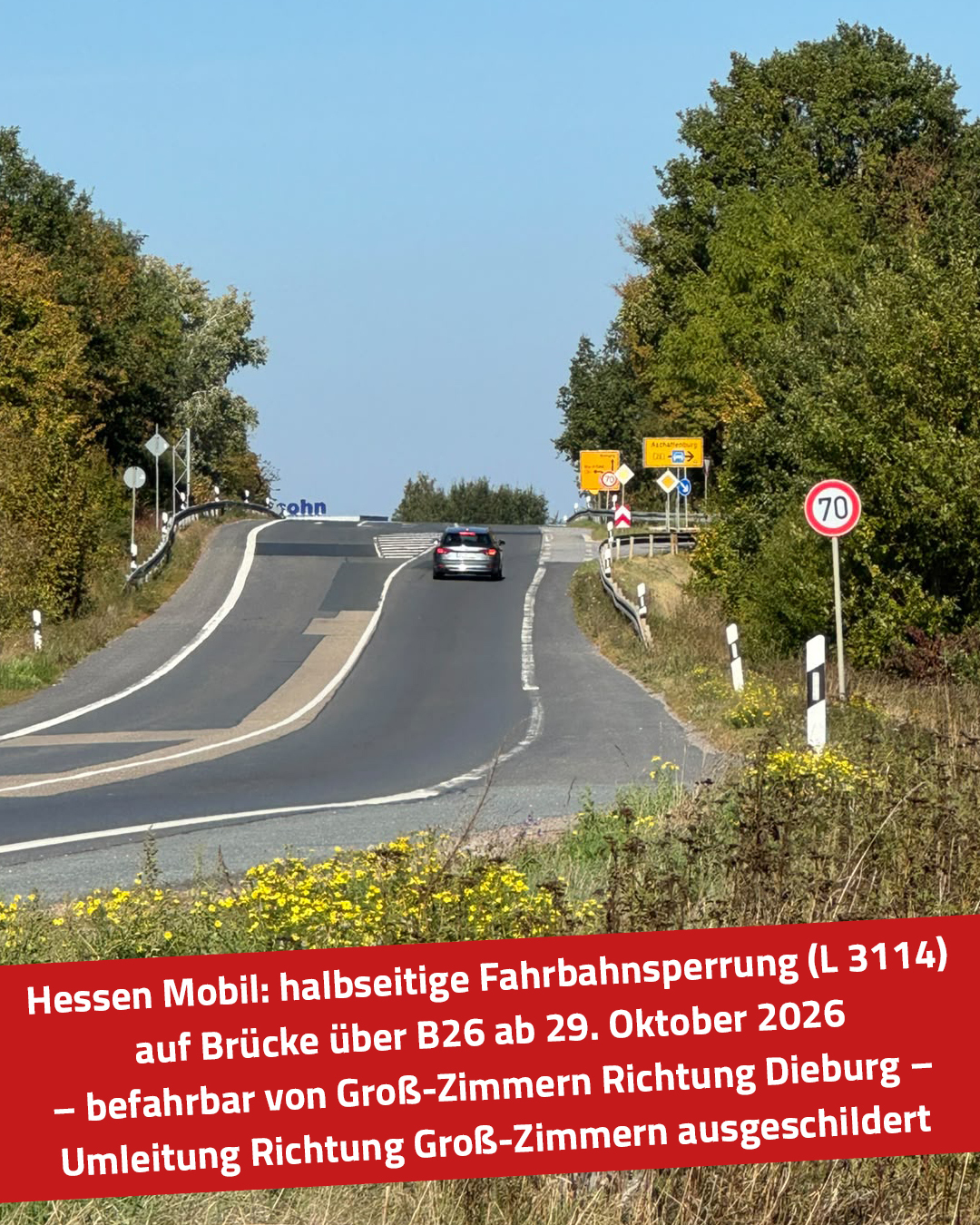 Auf dem Bild sieht man die  Instandsetzung der Brücke bei Groß-Zimmern 