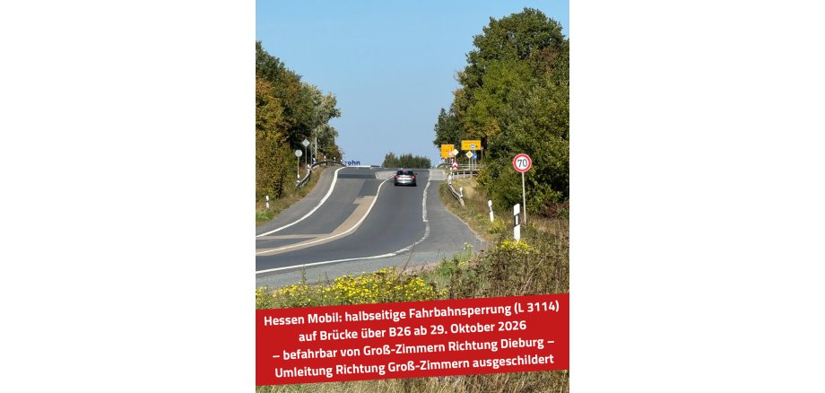 B 26: Instandsetzung der Brücke bei Groß-Zimmern Auf dem Bild sieht man die Instandsetzung der Brücke bei Groß-Zimmern