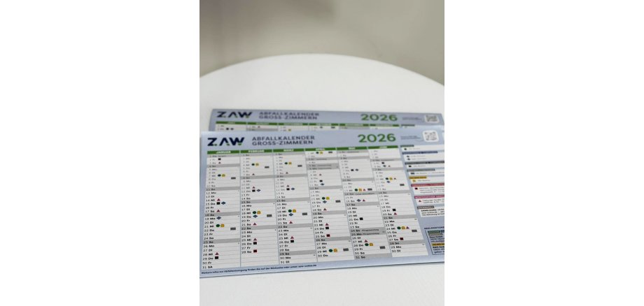 Abfallkalender 2026 für Groß-Zimmern Es sind Abfallkalender abgebildet