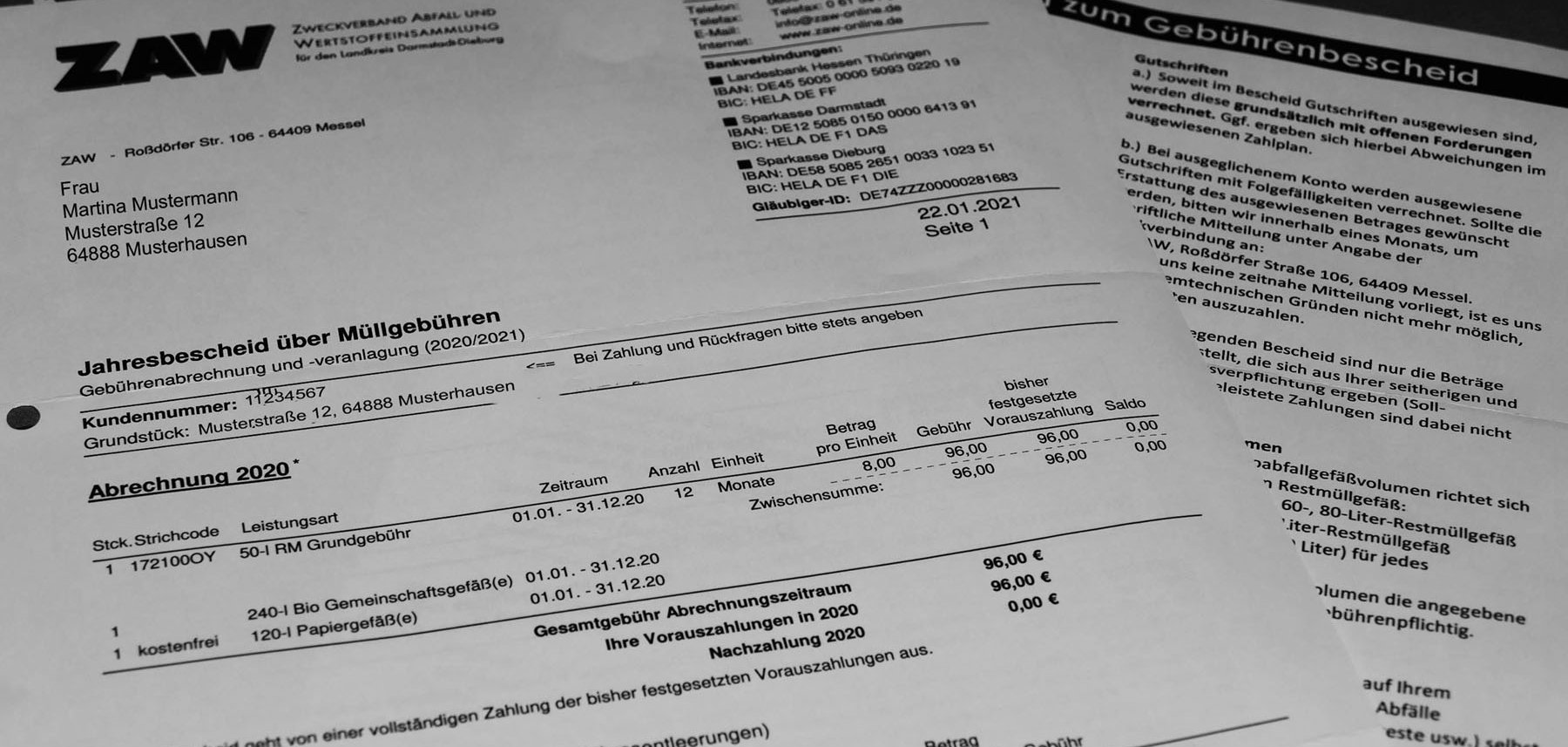 alter Gebührenbescheid ZAW