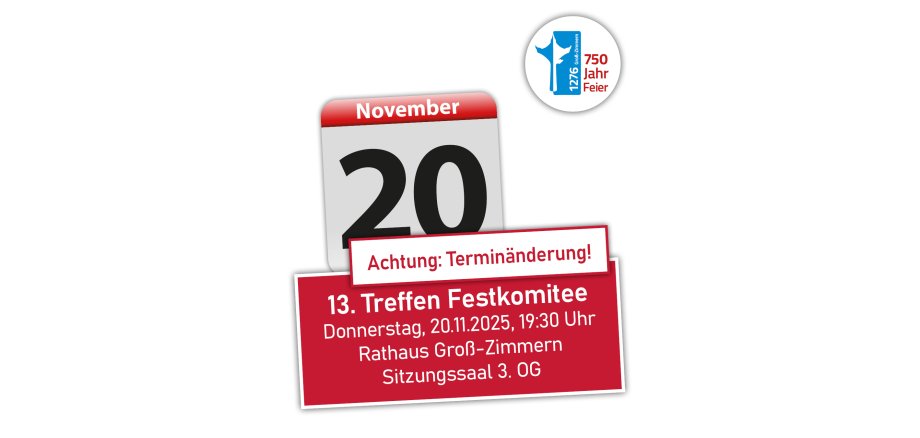 13tes Treffen Festkomitee Auf dem Bild sieht man ein Kalenderblatt mit Termininfo