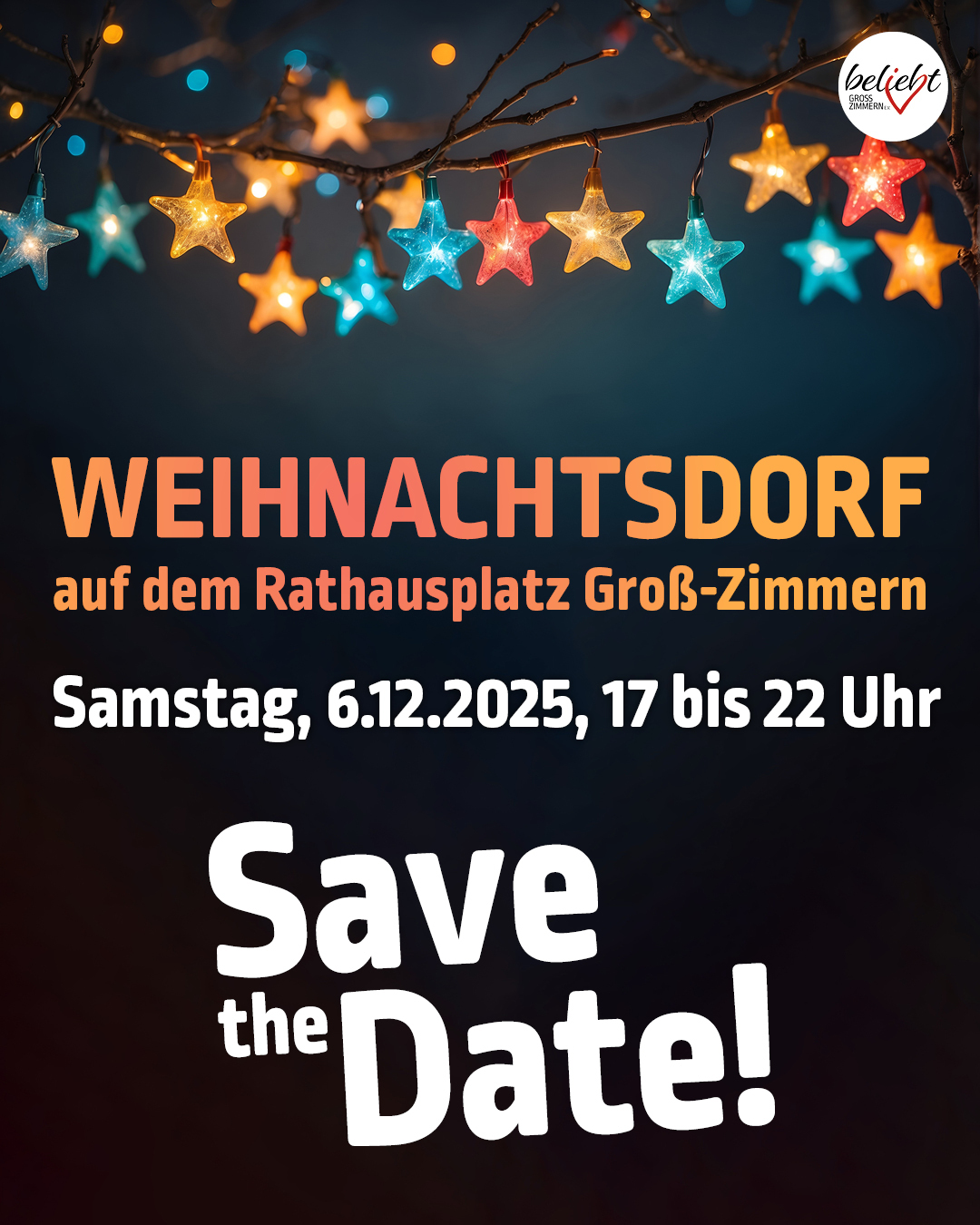 Auf dem Foto sieht man die Einladung zum Weihnachtsdorf