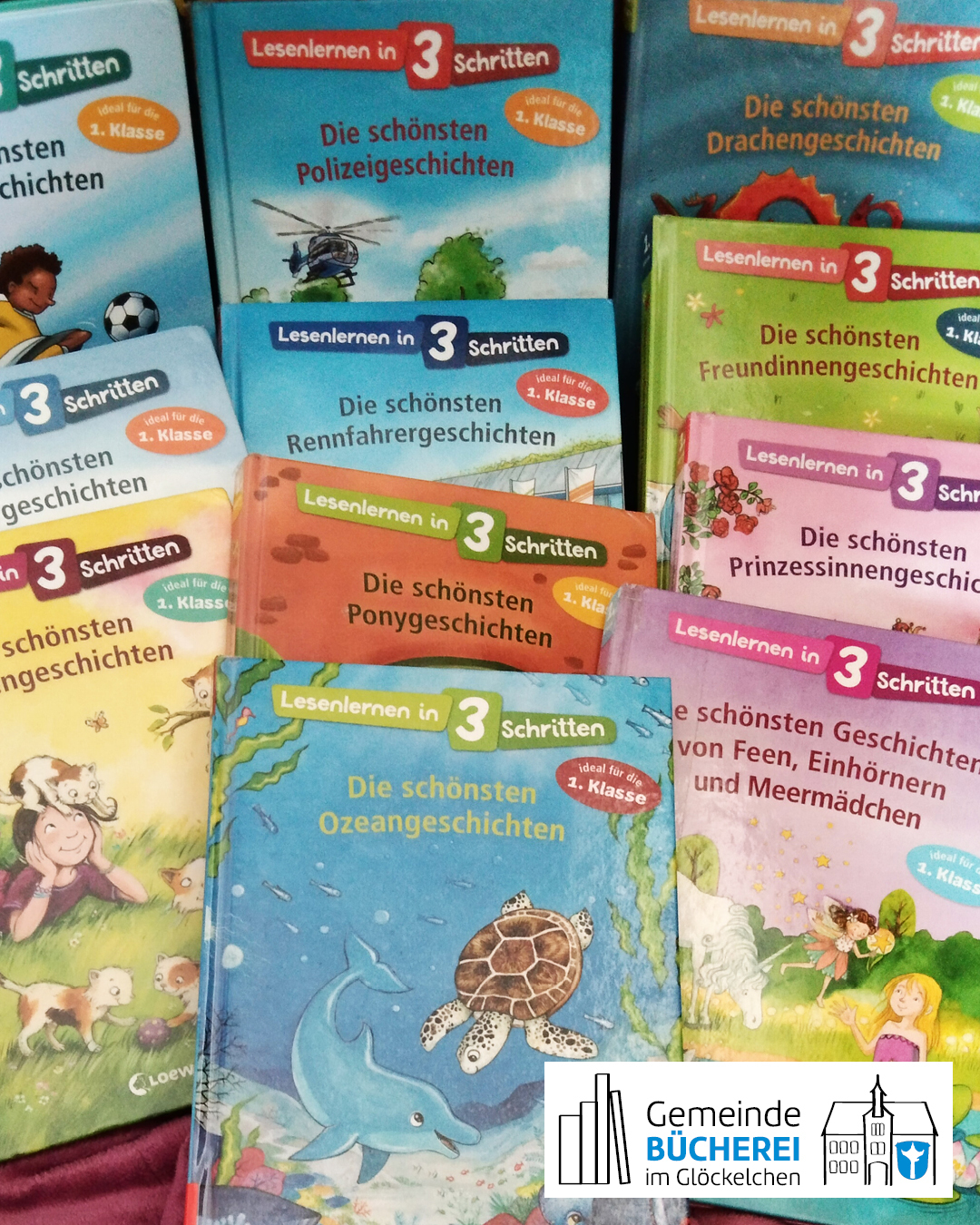 Im Foto zu sehen sind die Bücher der Reihe Lesenlernen in 3 Schritten