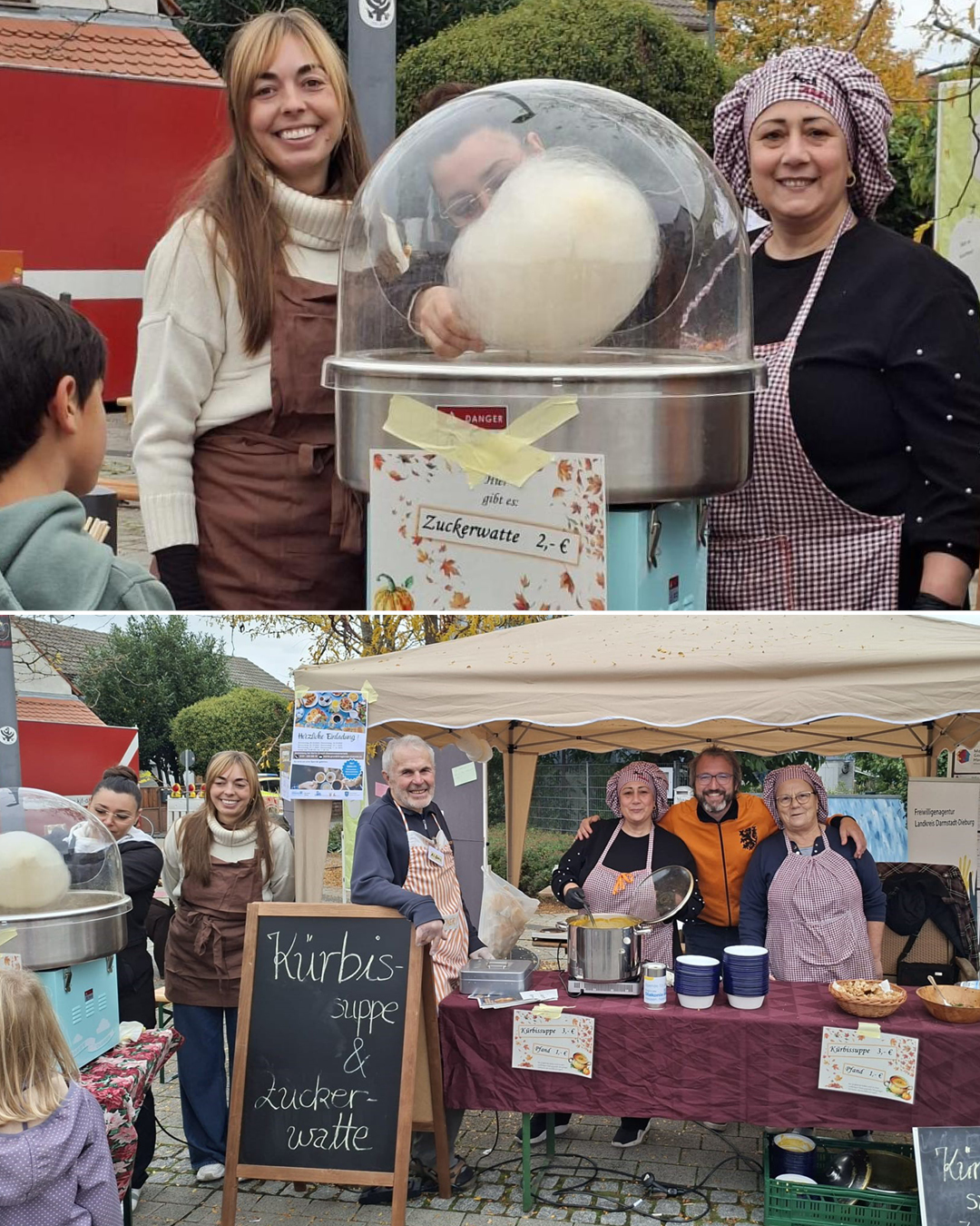 Kürbismarkt Auf dem Bild sieht man die Helfer am Stand der Gemeinwesenarbeit