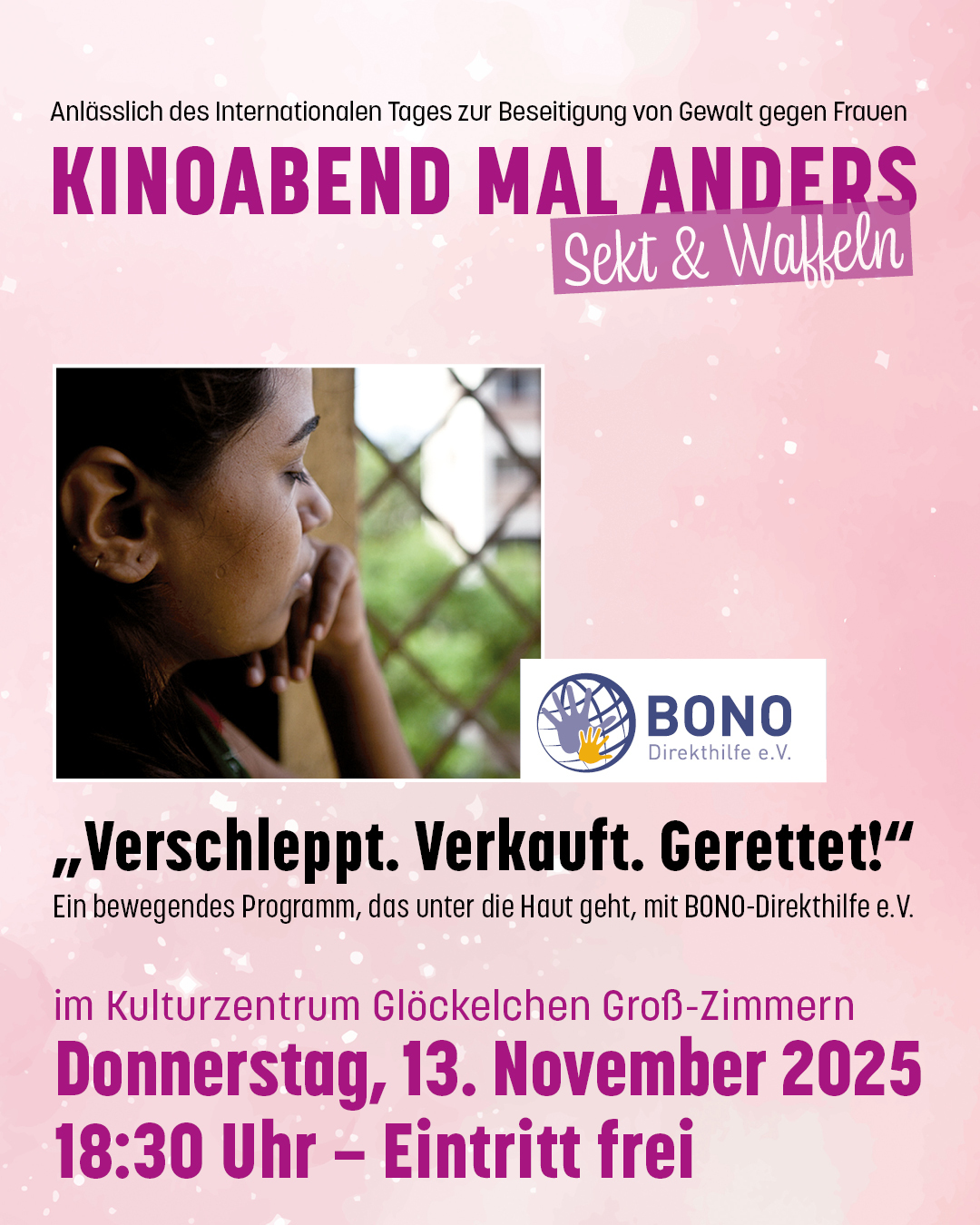 Auf dem Foto sieht man das Plakat für den Filmabend