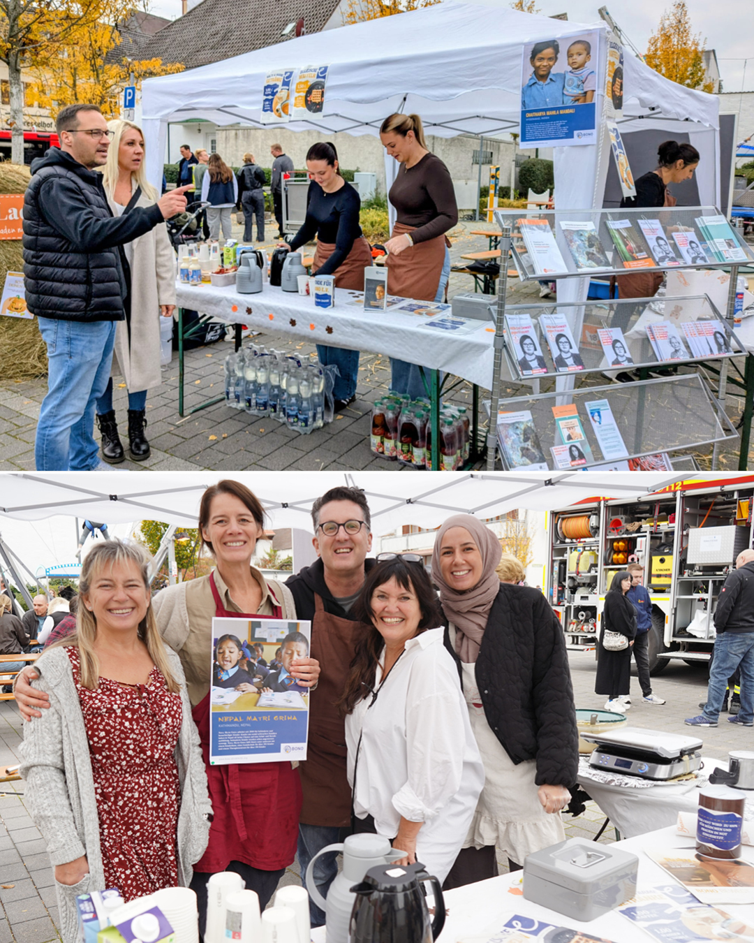 Kürbismarkt Auf dem Foto sieht man die Helfer am Waffelstand