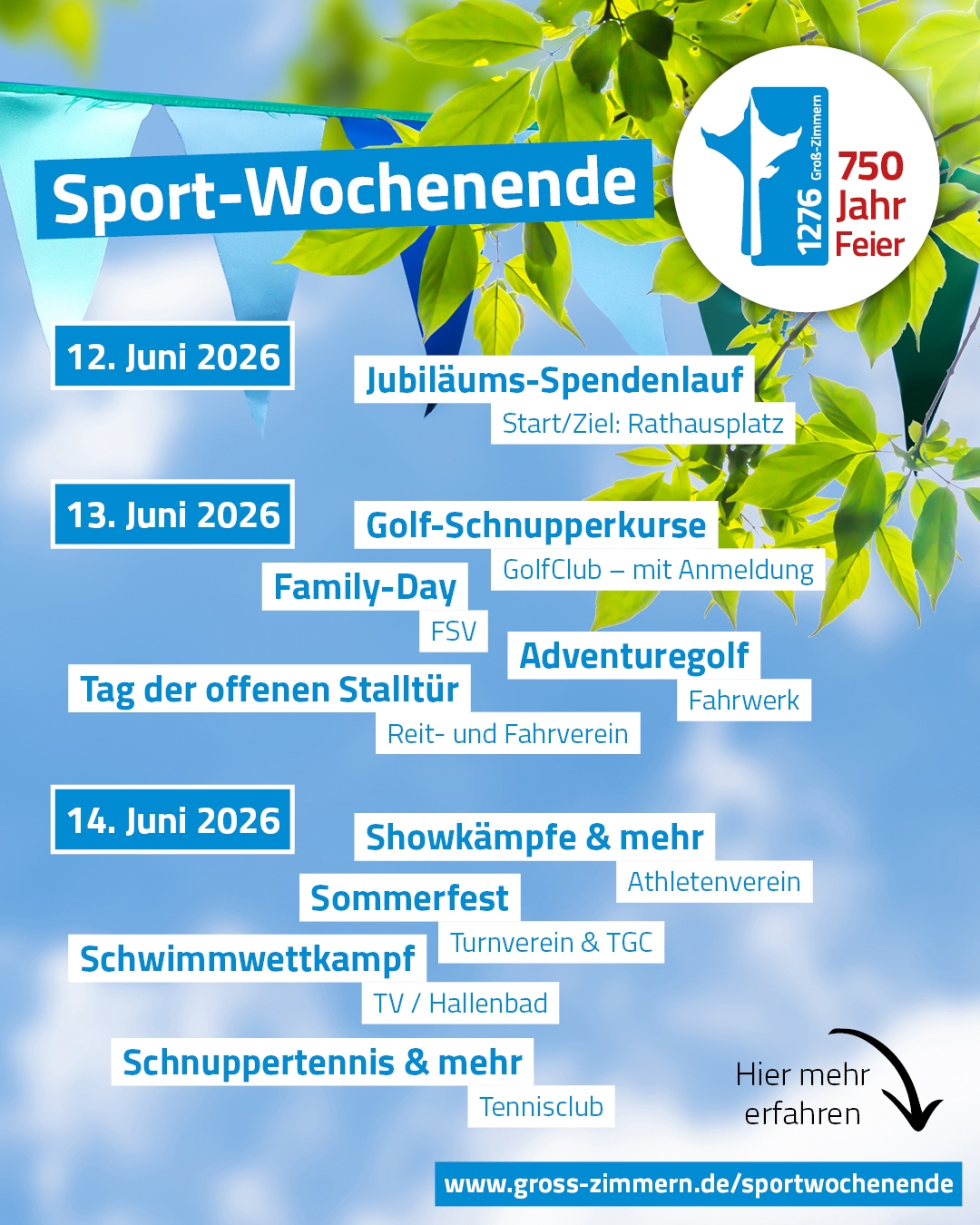 Es ist der Flyer zum Sportwochenende zu sehen