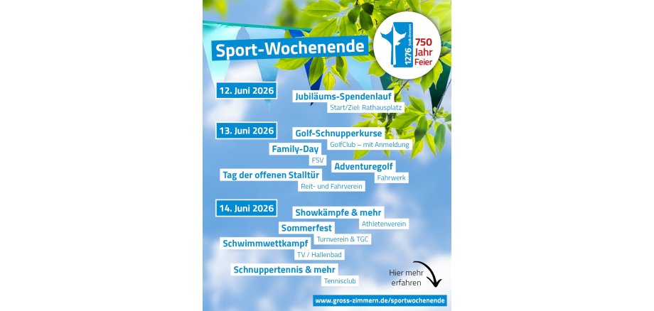 Es ist der Flyer zum Sportwochenende zu sehen