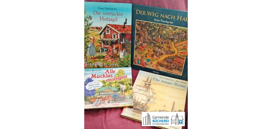 Auf dem Bild sieht man Bücher von Sven Nordqvist
