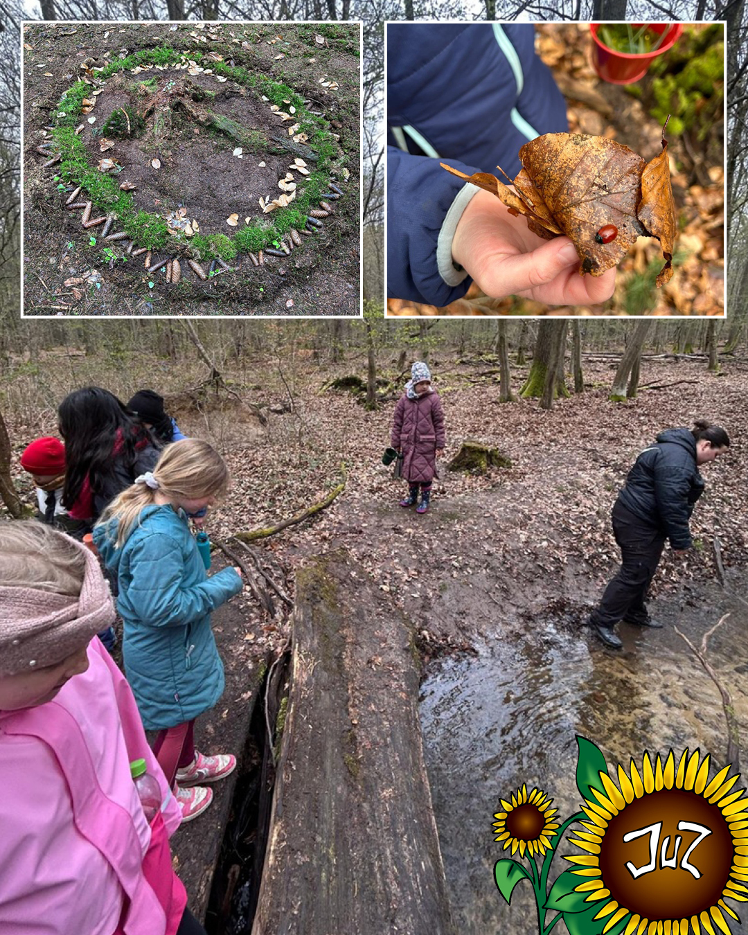 Auf dem Bild sind die Ferienspiele-Teilnehmer im Wald zu sehen