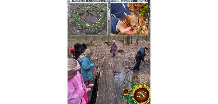 Auf dem Bild sind die Ferienspiele-Teilnehmer im Wald zu sehen