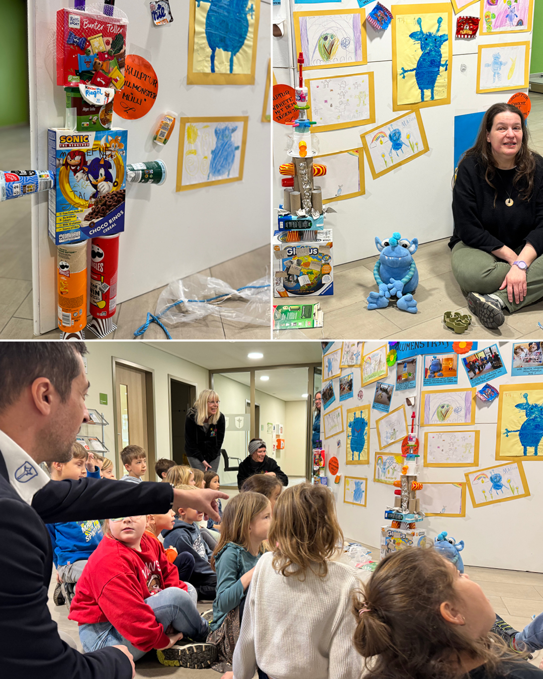 Auf den Fotos sind die Kunstwerke des Vorschulprojektes zu sehen