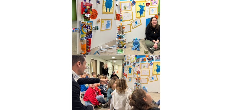 Auf den Fotos sind die Kunstwerke des Vorschulprojektes zu sehen