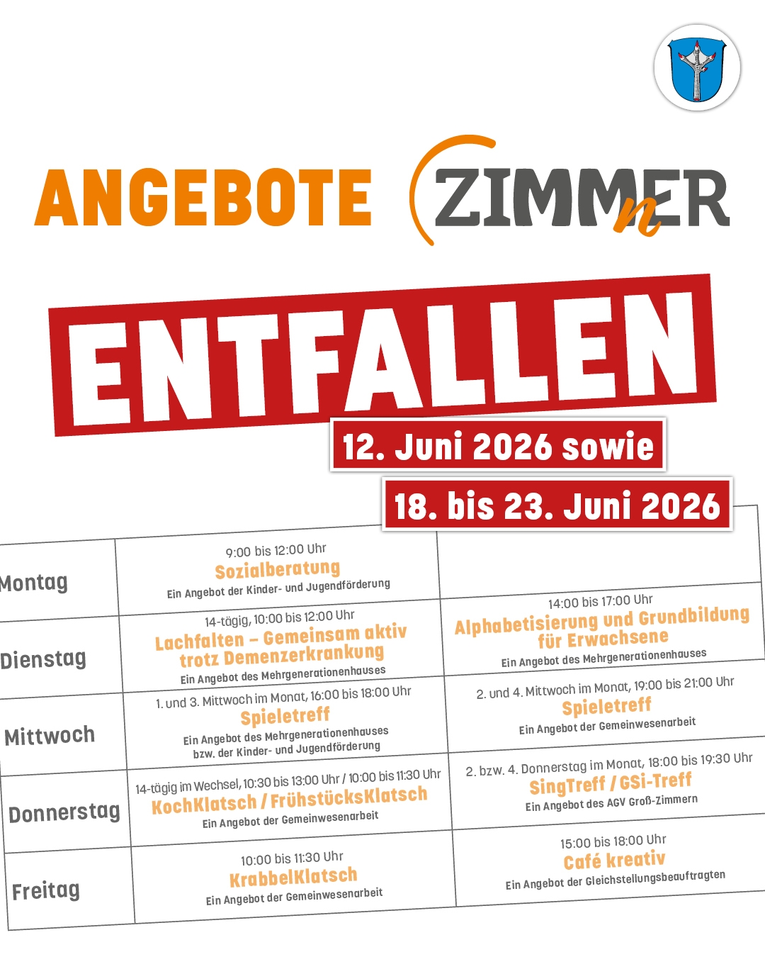 ZIMMnER Grafik zum Entfallen der Angebote