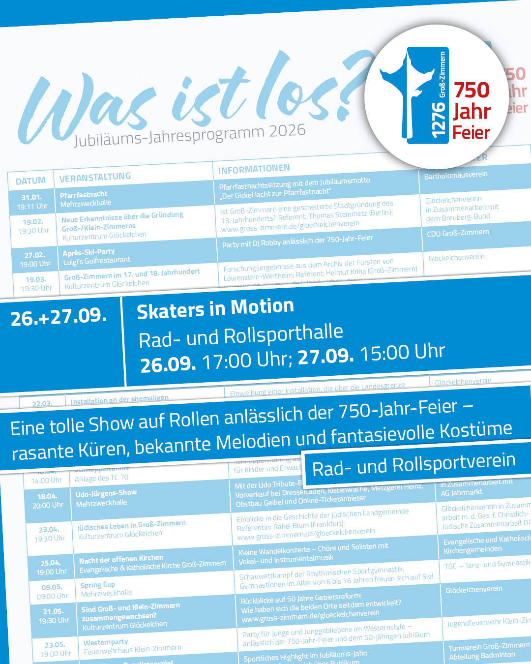Jubiläums-Jahresprogramm Stars in Motion Es ist ein Ausschnitt der Vorderseite des Programmflyers zu sehen
