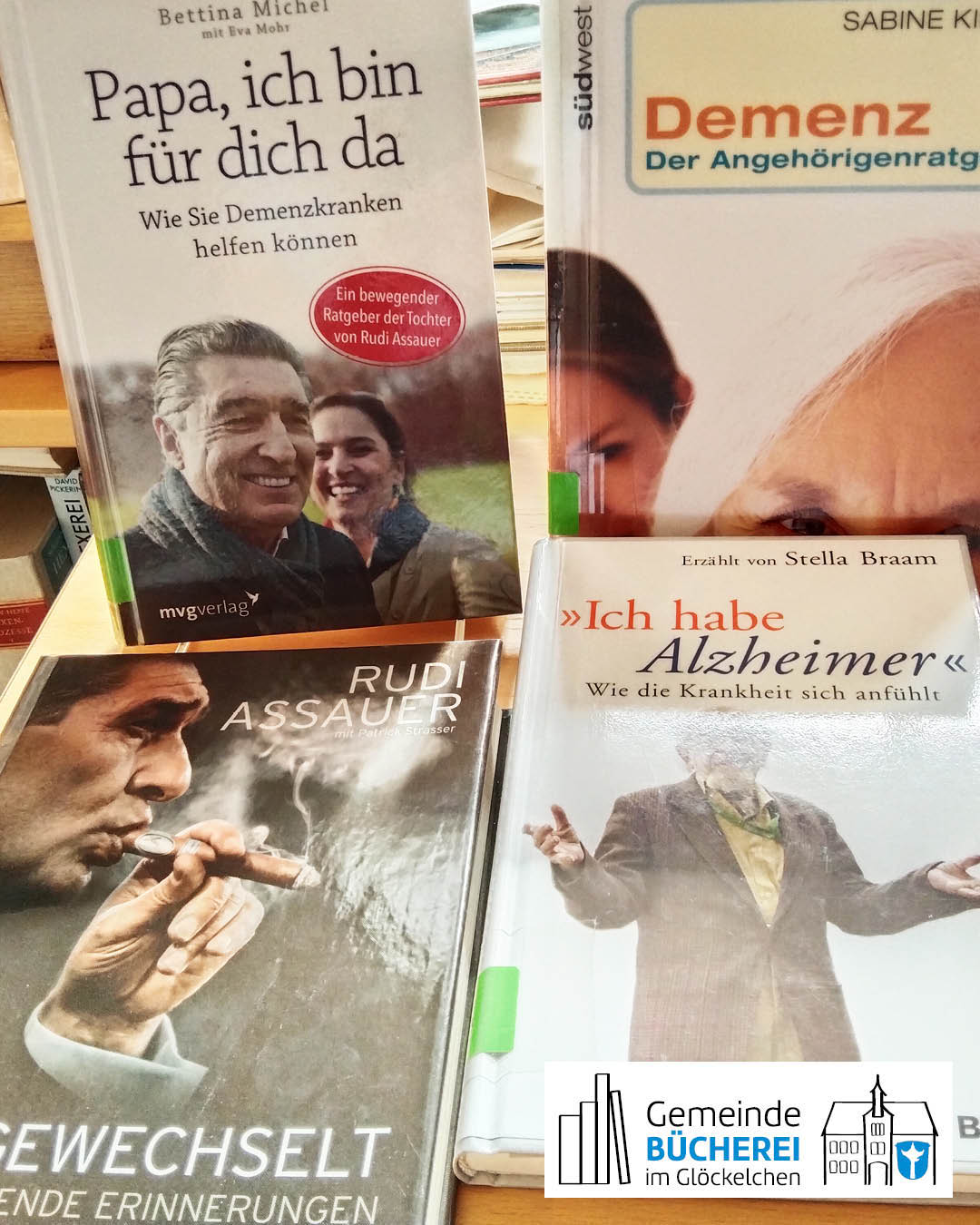 Woche der Demenz 2026 Auf den Foto sieht man die aussortierten Bücher zum Thema Demenz