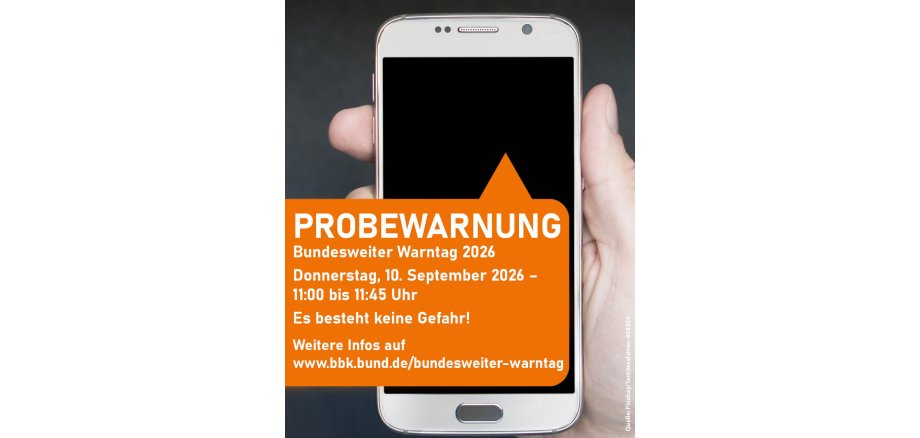 Bundesweiter Warntag Auf den Foto sieht man das Plakat zum Warntag