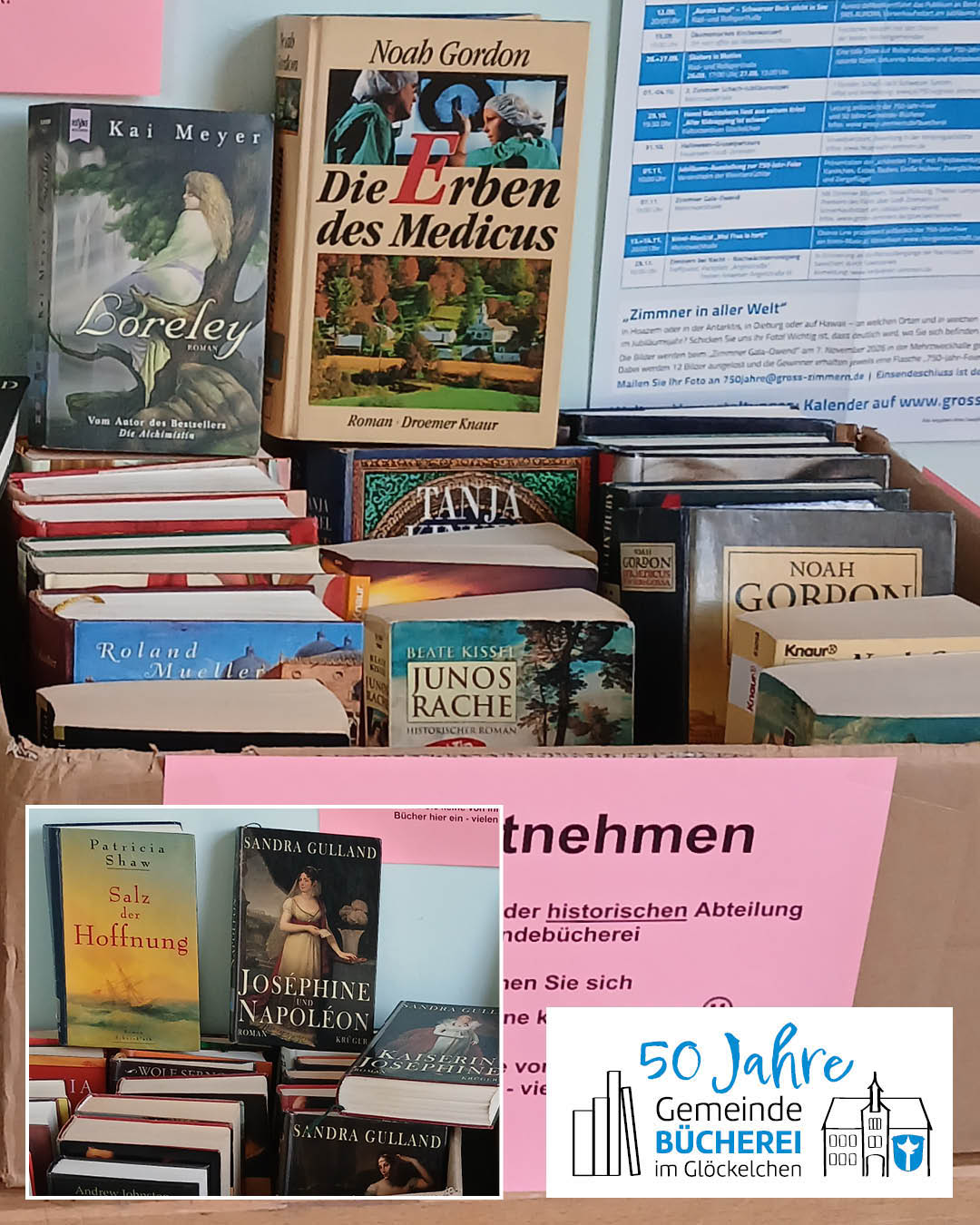 Auf den Foto sieht man die aussortierten Historische Romane