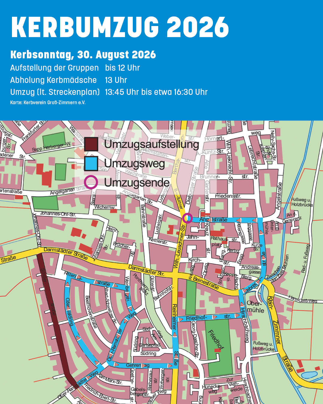 Kerbumzug Auf dem Foto ist die Strecke der Kerbumzugs zu sehen