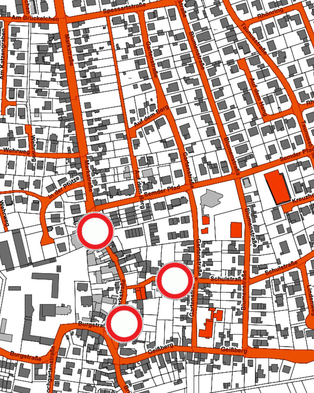 Straßensperrungen Die Sperrungen sind in Karte eingezeichnet
