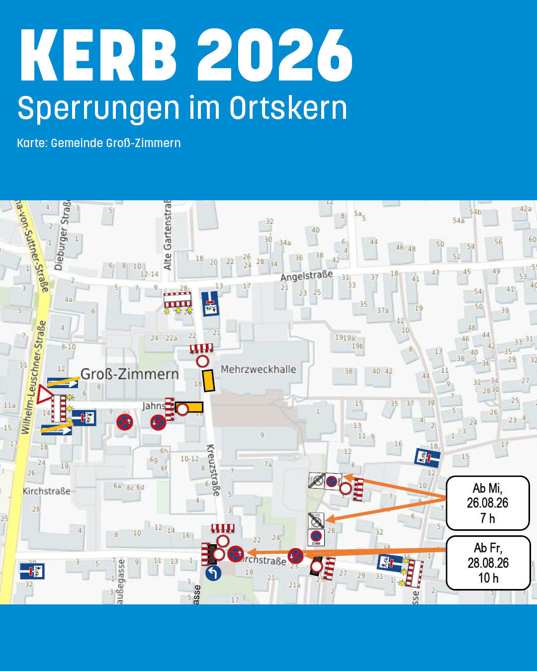 Vollsperrung und Haltverbote Die Sperrungen sind in Karte eingezeichnet