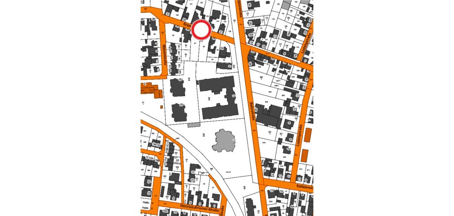 Vollsperrung in Angelgartenstraße Die Sperrung ist in Karte eingezeichnet