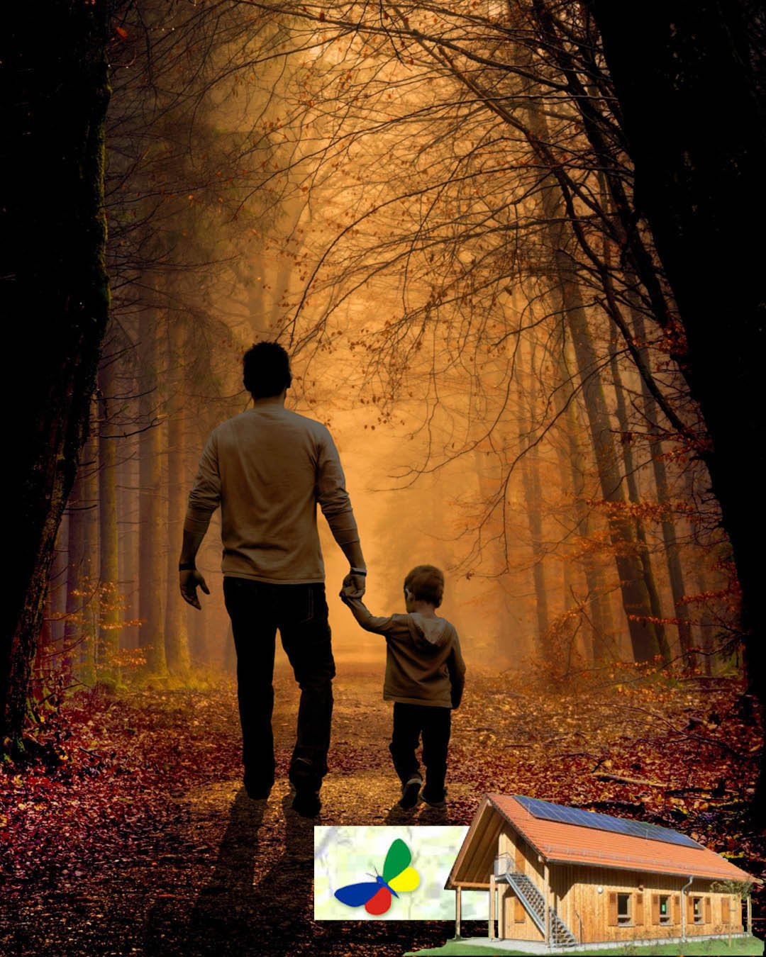 Nachtwanderung Vater und Kind machen eine Nachtwanderung in den Wald.