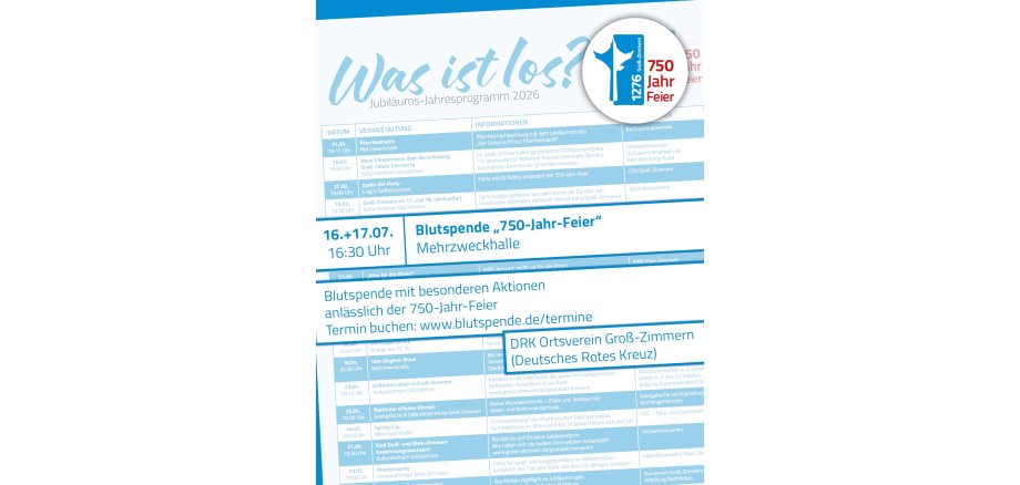 750-Jahr-Feier - Blutspendetermine Grafik mit Daten der Veranstaltung