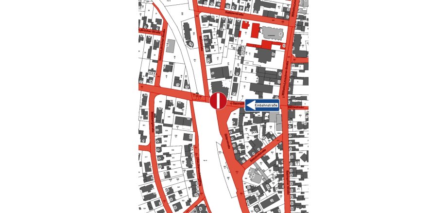 Die Verkehrsregelung ist in Karte eingezeichnet