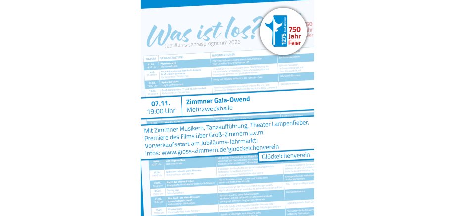 Jubiläums-Jahresprogramm Zimmner Gala-Owend Es ist ein Ausschnitt der Vorderseite des Programmflyers zu sehen