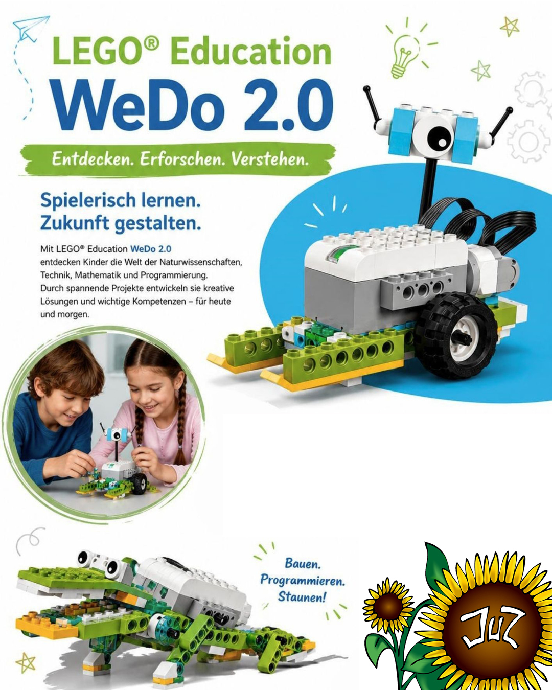 WeDo 2.0 – Kurs über 3 Termine: 6. | 7. | 21. November 2026 Auf dem Bild sieht man das Plakat zum LEGO-Education