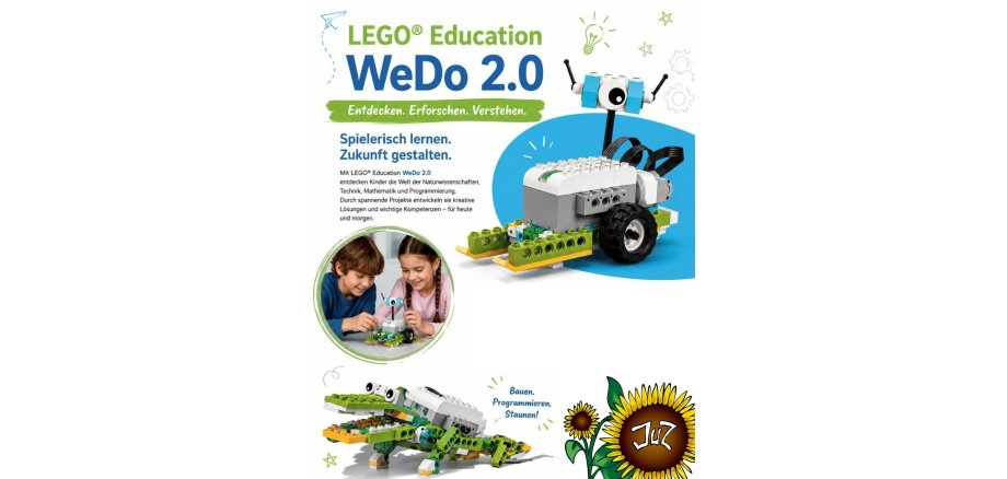 WeDo 2.0 – Kurs über 3 Termine: 6. | 7. | 21. November 2026 Auf dem Bild sieht man das Plakat zum LEGO-Education