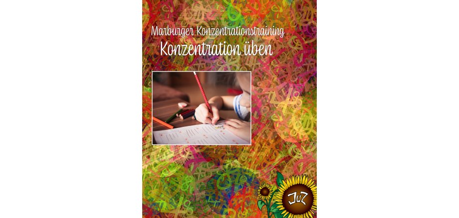 Marburger Konzentrationstraining Das Foto verdeutlicht Chaos im Kopf; das kleine Foto zeigt ein Kind beim konzentrierten schriftlichen bearbeiten von Aufgaben