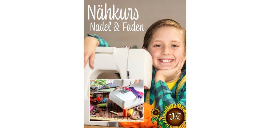 Nadel und Faden Das Foto einen Jungen an der Nähmaschine