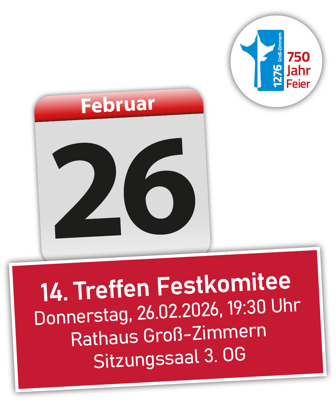 14tes Treffen Festkomitee Auf dem Bild sieht man das Kalenderblatt mit Termininformation